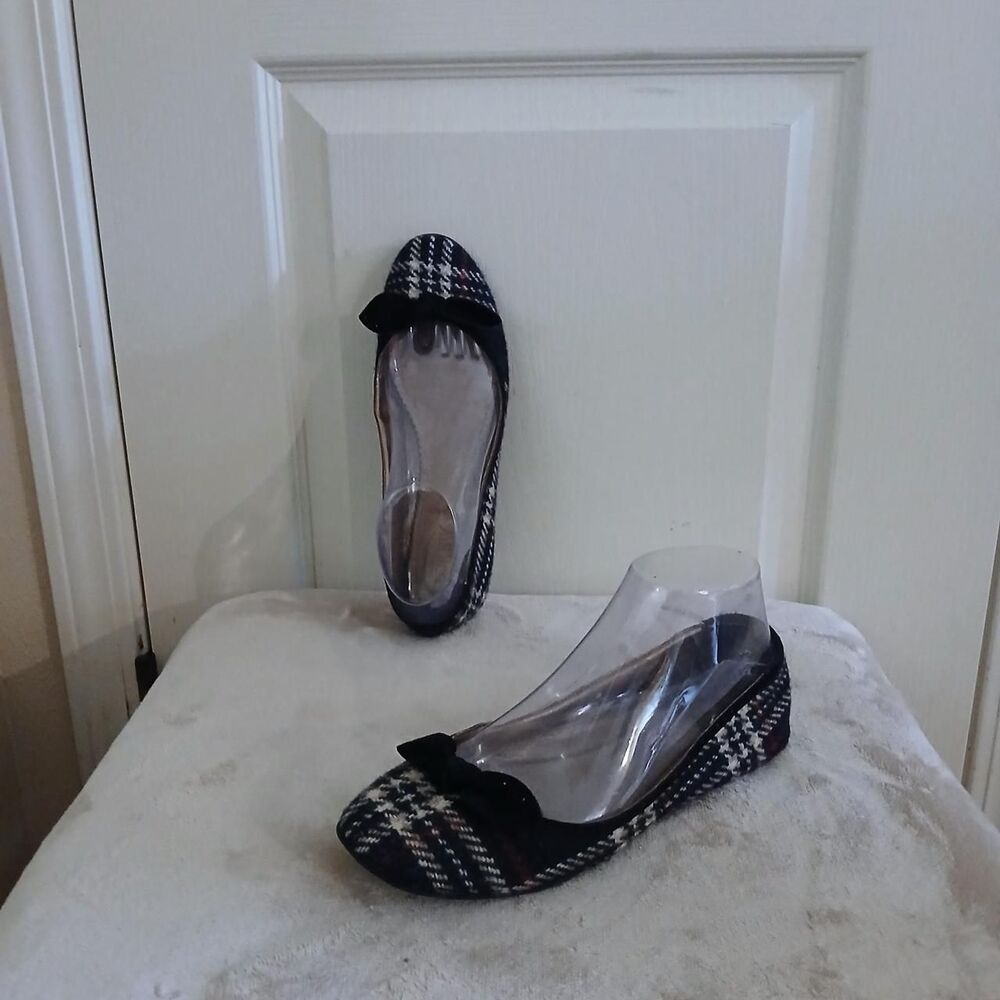 J.Crew Tartan Plaid Cap Toe Bow Ballet Flats 7.5 Preppy Academia Coquette Grunge
